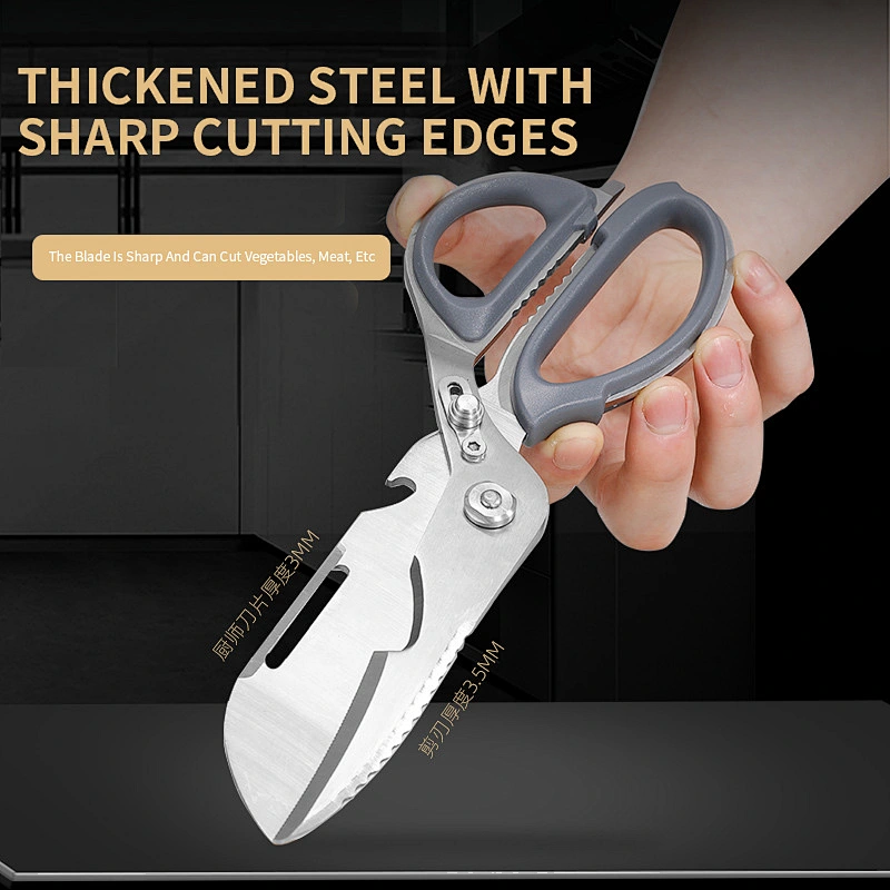 2023 Multifunctional Meat Scissors Stainless Steel Kitchen Shears Chicken Bone Scissor With Nut Cracker